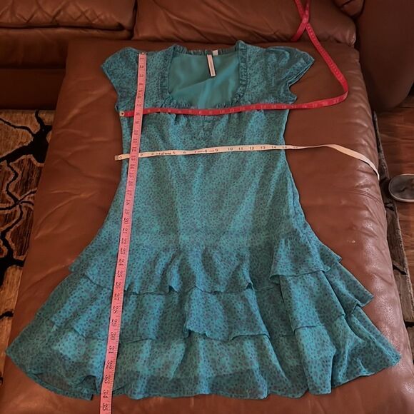 Crew clothing Size 6 Floral Square Lace Neck Short Sleeve Button Ruffle Lined - Picture 10 of 10